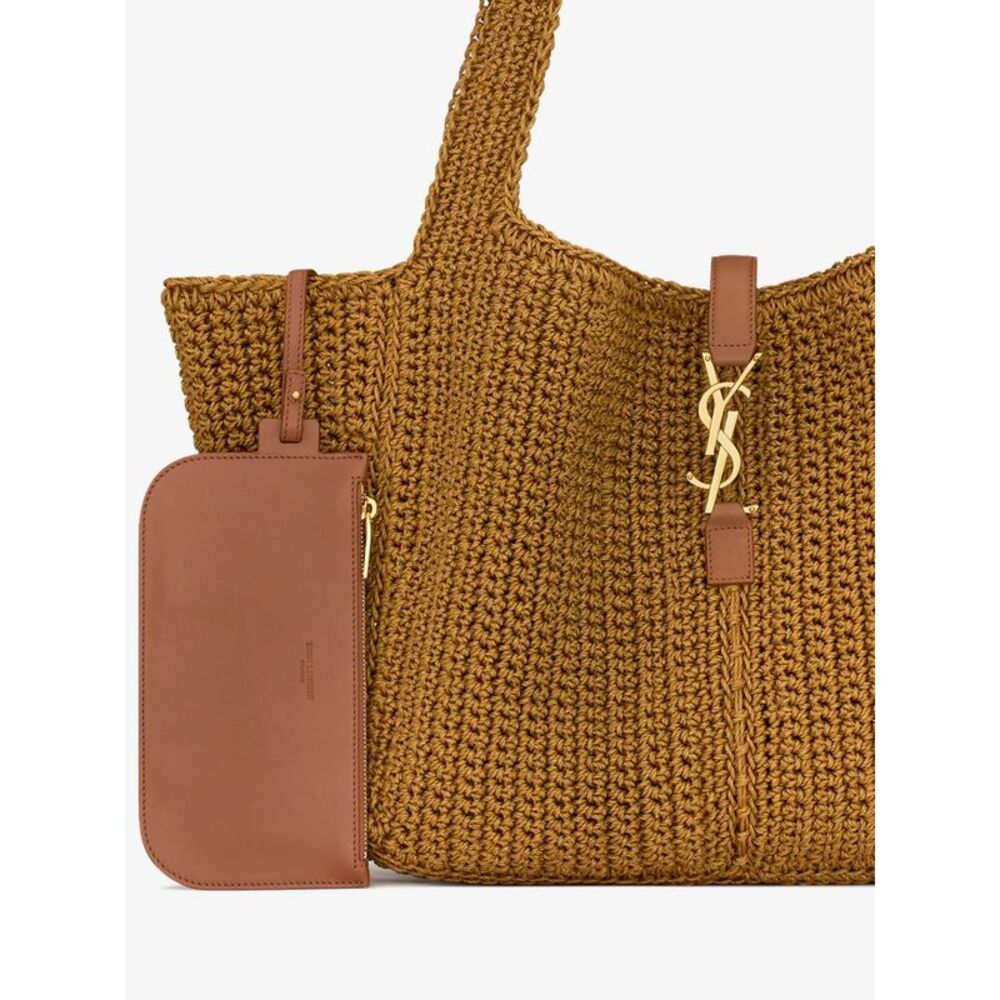 Saint Laurent Women Le 5 Ã  7 Bea Linen And Leather Shoulder Bag - Picture 5 of 5
